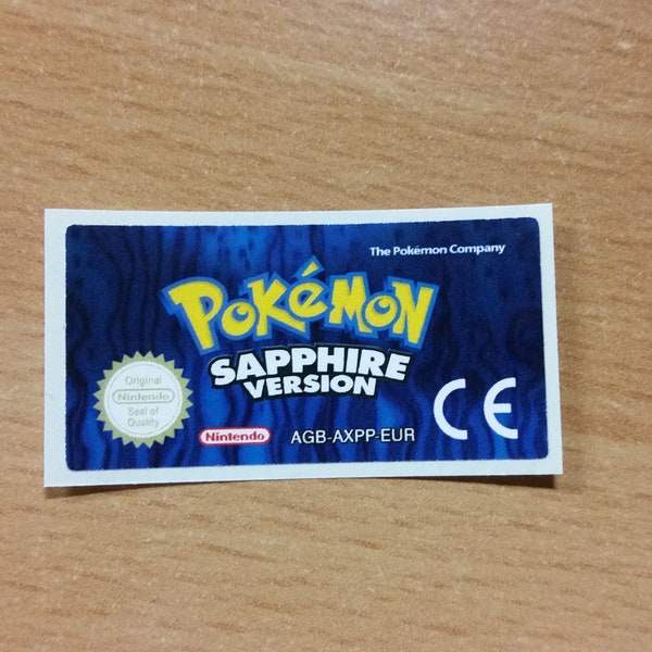 Gameboy Advance Pokemon Sapphire Replacement Label Sticker Nintendo Cartridge