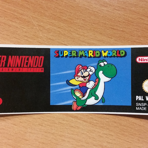 Nintendo SNES Super Mario World Replacement Label Decal Sticker precut