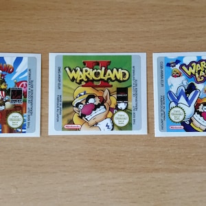 Gameboy Wario Land 1,2,3 Étiquette de remplacement Autocollant Autocollant Nintendo Cartouche
