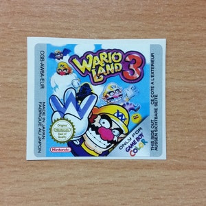 Gameboy Color WARIO LAND 3 Replacement Label Decal Sticker Nintendo