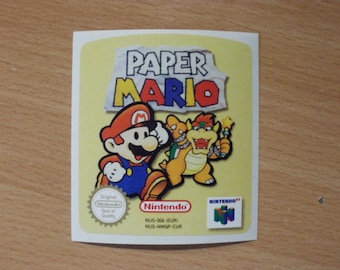 Nintendo 64 Paper Mario Replacement Label Decal Sticker Cartridge precut