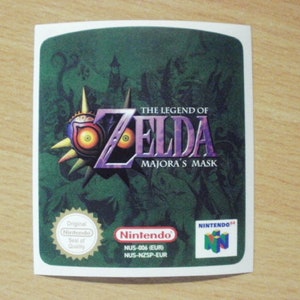 Nintendo 64 Zelda Majora&#39;s Mask Replacement Label Decal Sticker Cartridge precut