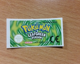 Gameboy Advance Pokemon Leafgreen Replacement Label Sticker Nintendo Cartridge