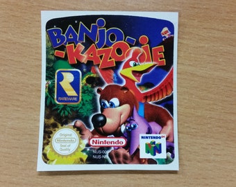 Nintendo 64 Banjo Kazooie Replacement Label Decal Sticker Cartridge precut