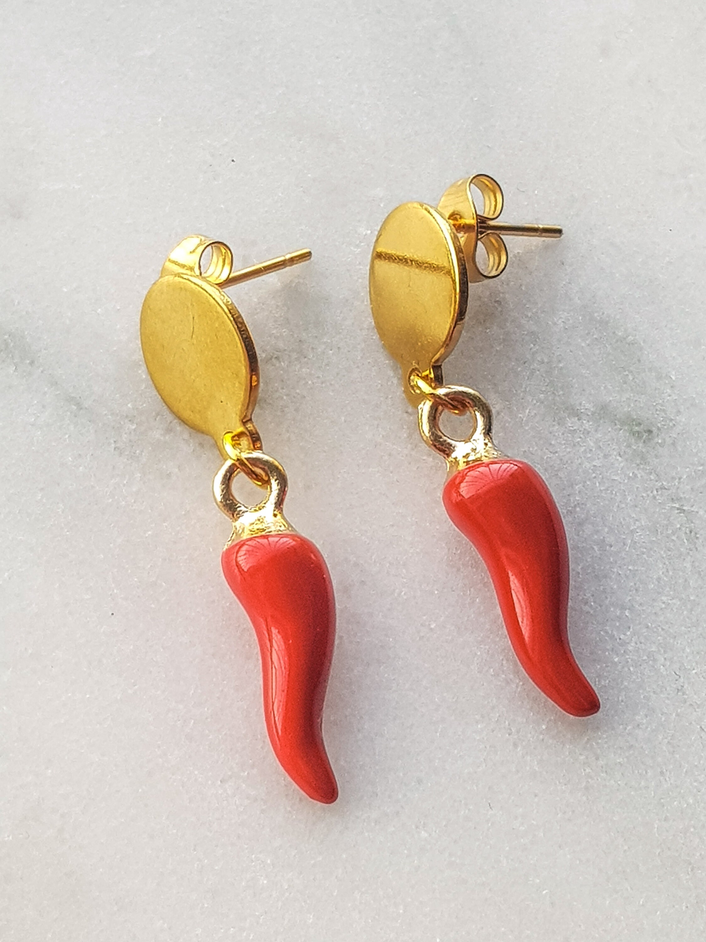 Chili pepper earrings Available in silver and gold Made of Etsy