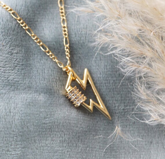 Gold / Silver Lightning Necklace Thunder Lock Chain Necklace Etsy