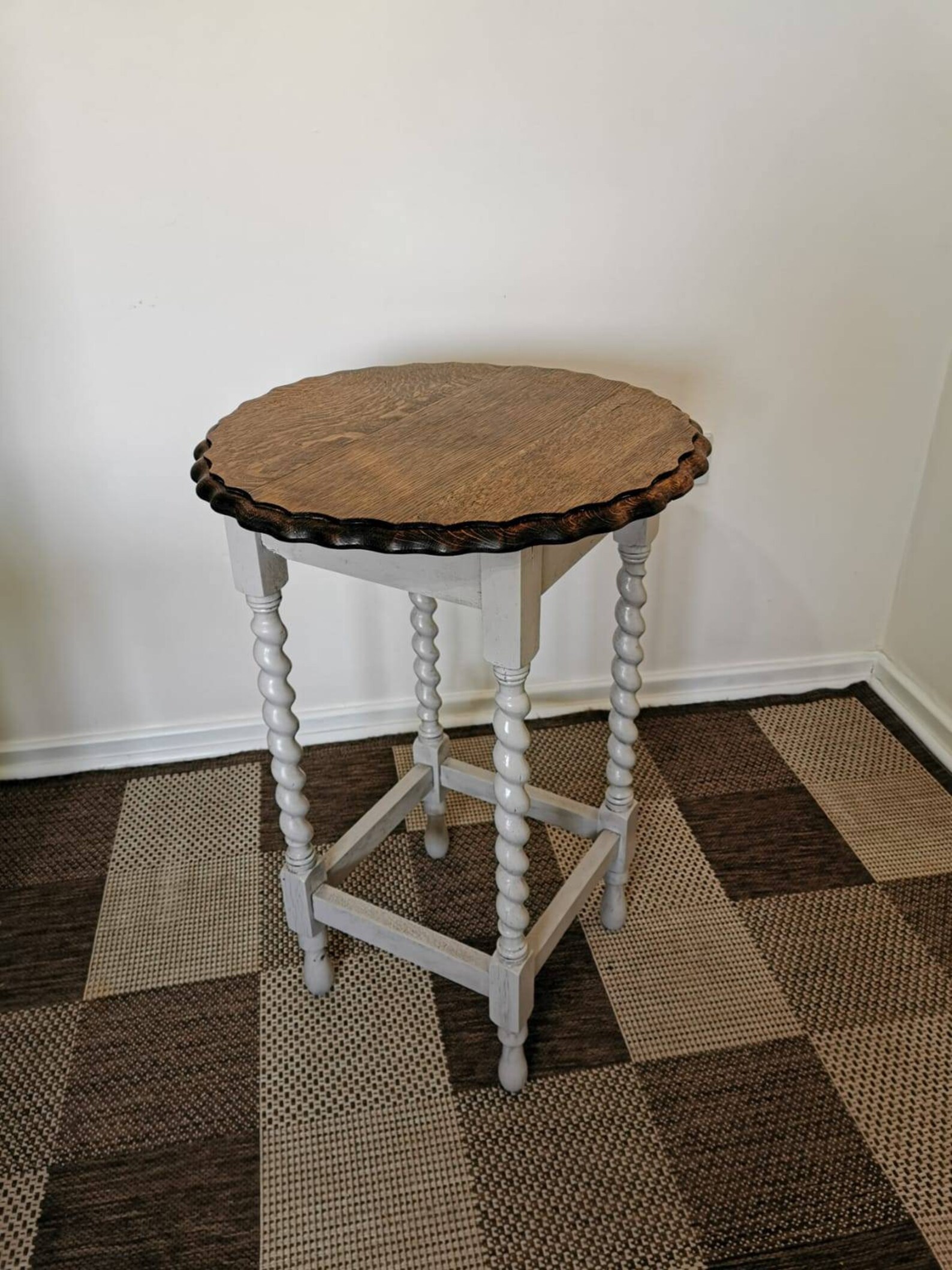 Vintage Coffee Table Round Upcycled Distressed Etsy