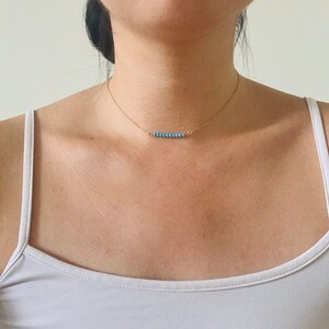 Dainty Birthstone Necklaces, Swarovski Crystal Bar Necklace, Personalized Birthstone choker, Birthday Gemstone Jewelry, 14k Gold-Fill Chain