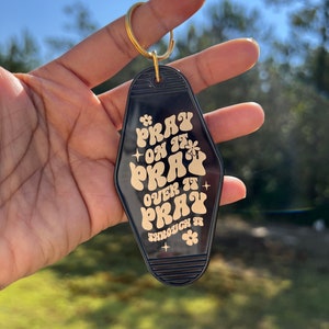 Pray On It Motel Keychain | Christian Keychain | Faith Based Gifts | Christian Gifts | Pray |  Vintage Motel Keychain | Gift