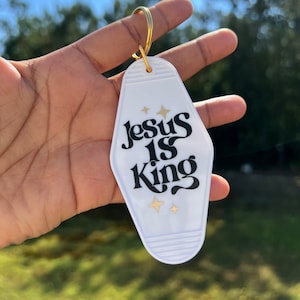Jesus Is King Motel Keychain | Christian Keychain | Faith Based Gifts | Christian Gifts | Yahweh |  Vintage Motel Keychain | Gift