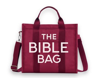 Canvas Messenger Tote, Faith-Based Bible Bag, Adjustable Strap