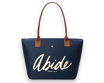 Bolso Abide, bolso de fe cristiana Juan 15:4, bolsa para estudio bíblico