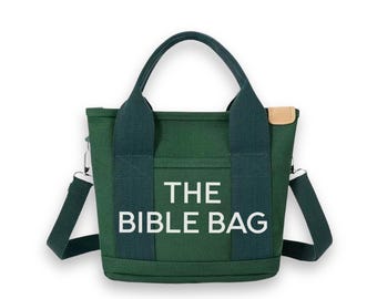 Canvas Bible Bag, Christian Tote Bag for Women, Scripture Gift