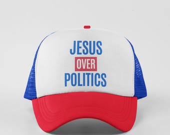 Gorra de camionero "Jesús por encima de la política", gorra de voto, elecciones de 2024, gorra política, gorra religiosa, gorra estadounidense, gorra cristiana, gorra demócrata, gorra republicana