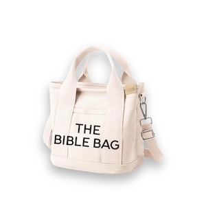 Canvas Bible Bag, Christian Tote Bag for Women, Scripture Gift Beige