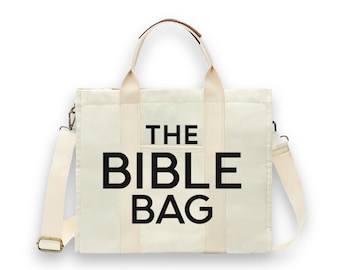 Canvas Messenger Tote, Faith-Based Bible Bag, Adjustable Strap