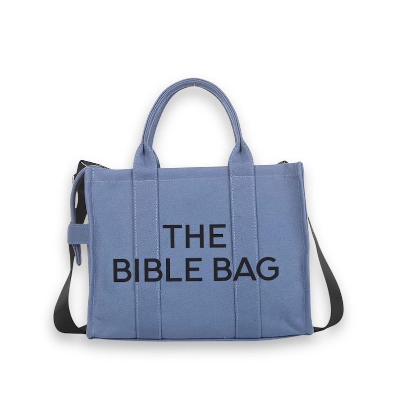 Large Bible Bag Canvas Tote Blue