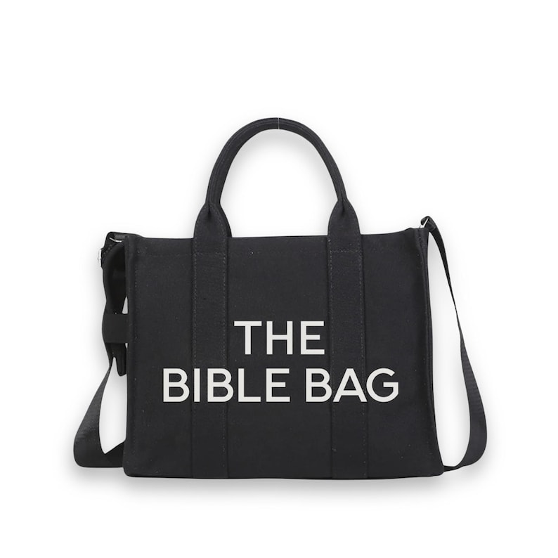 Large Bible Bag Canvas Tote Black