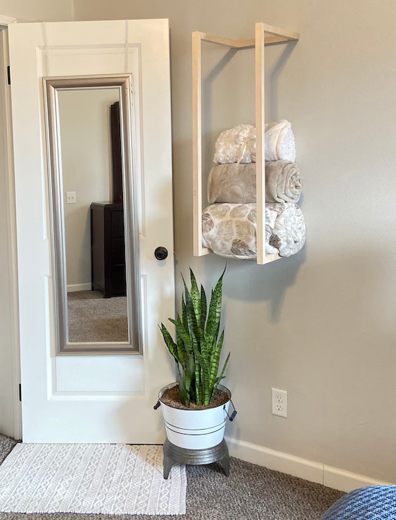 Rustic blanket rack Farmhouse blanket rack Rustic decor Etsy