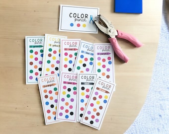 Color Recognition Activity PreK Morning Bin Fine Motor Task Box for Preschool Homeschool Quiet Activity Hole Punch Color Game