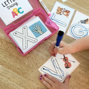 Alphabet Tracing Cards ABC Tracing Prek Task Box Morning Bins Dry Erase ...