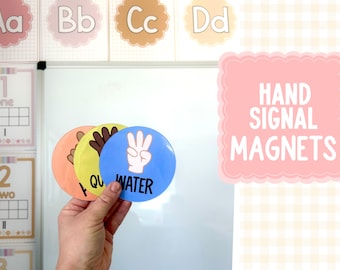 Classroom Hand Signal Magnets: Whiteboard Decor, Management Tool (Kindergarten, First Grade)