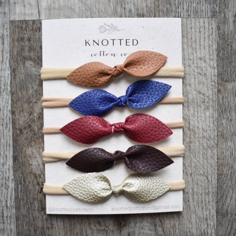 Leather Knot Headband Knotted Headband Leather Hair Bows Baby Hair Bows Gold Hair Bow Gold Headband Baby Girl HeadbandSage Knot