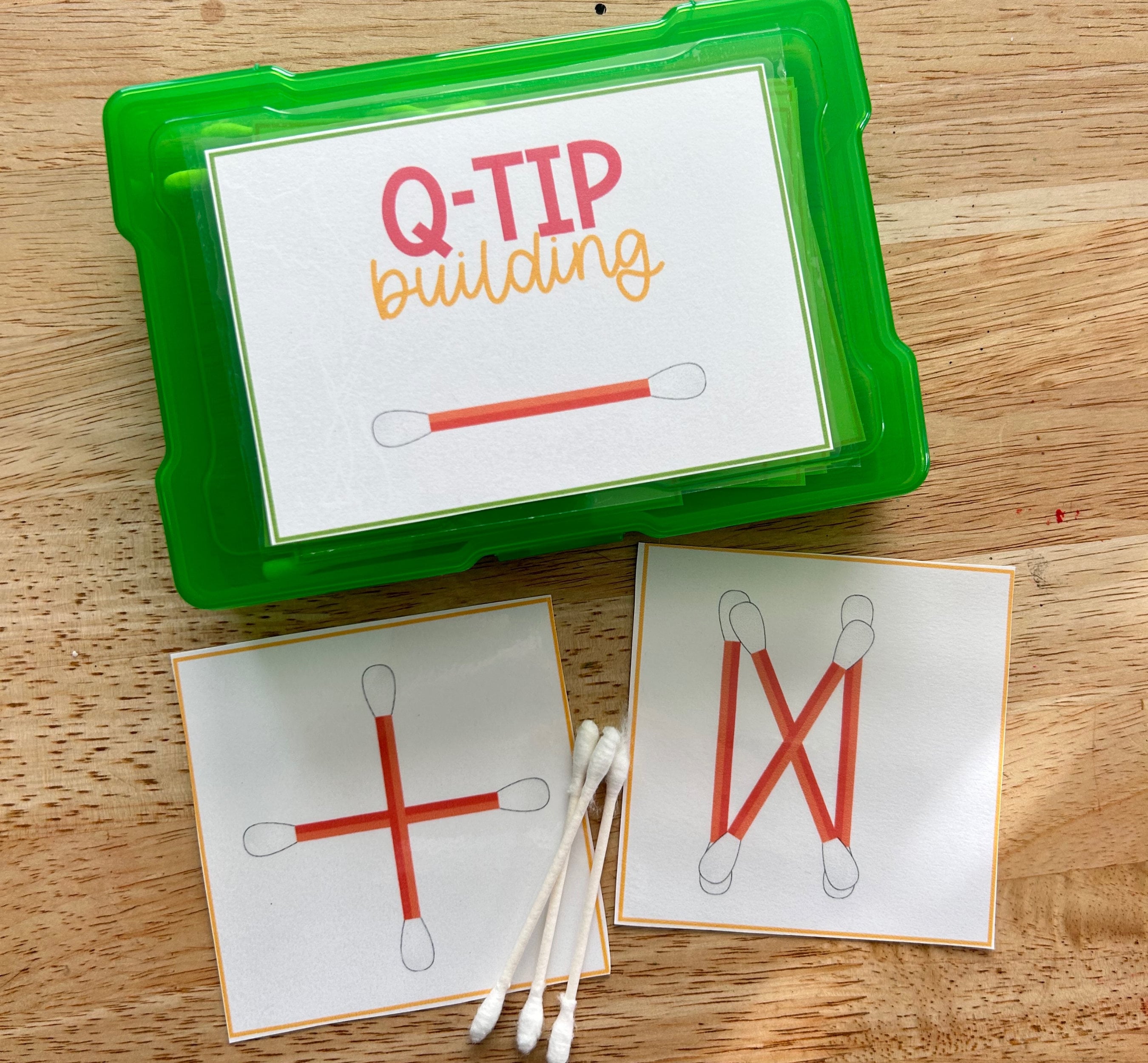 Q-tip Building Patterns Prek Preschool Quiet Activity Morning Bins Fine ...