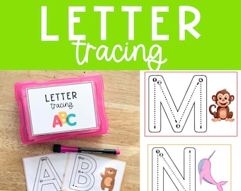 Alphabet Tracing Cards ABC Tracing PreK Task Box Morning Bins Dry Erase Uppercase Letters Preschool Quiet Time Activities Homeschool 3 year