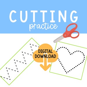Cutting Practice for PreK 3 and 4 year Old Activity Cutting Lines Cutting Shapes Kid Scissor Digital Download Homeschool Activity Quiet Time