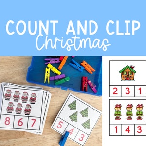 Christmas Counting Activity Complete Bundle Set PreK Fine Motor Activity Clip And Count Christmas