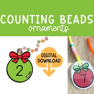 Beading Fine Motor Activity Christmas Theme Activities Pony Beads Counting Christmas Activity Fine Motor Task Box PreK Christmas School
