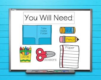 Visual Aid Card  School Magnet for Whiteboard Magnet You Will Need School Supplies Whiteboard Decor Classroom Decor Teacher Back to School