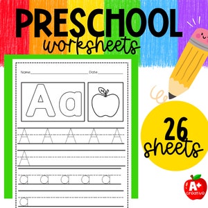Práctica de seguimiento de letras de la A a la Z Hoja de trabajo preescolar Hoja de trabajo de escritura a mano de letras Aprendizaje en casa Educación en el hogar Aprenda en casa PreK Jardín de infantes