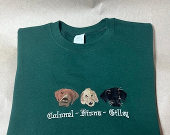 Custom Embroidered Pet Portrait Sweatshirt: Personalized Dog Memorial Gift