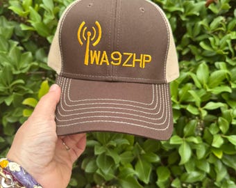 Custom Embroidered Ham Radio Trucker Hat: Callsign Antenna Cap