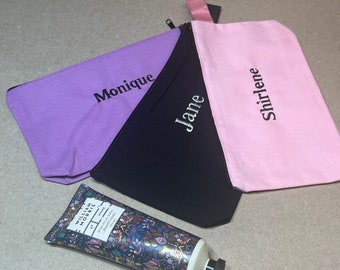 Personalized Embroidered Makeup Bag: Custom Canvas Cosmetic Pouch