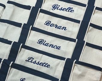 Canvas draagtas geborduurd monogram: gepersonaliseerde bootdraagtas