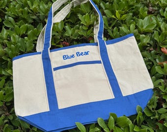Embroidered Personalized Canvas Tote Bag - Custom Boat Tote