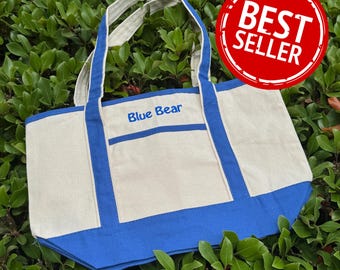 Embroidered Personalized Canvas Tote Bag: Custom Travel Bag