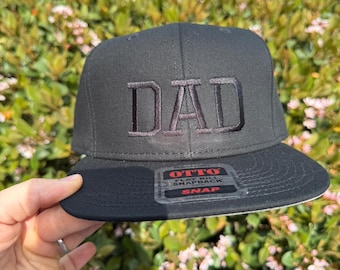 Personalized Embroidered Snapback Hat: Custom Text, Flat Bill Cap