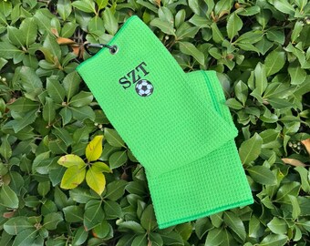 Toalla de golf personalizada con monograma: Toalla deportiva de microfibra bordada a medida
