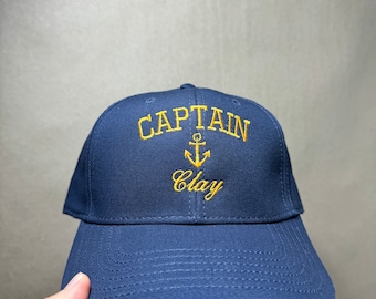Personalized Embroidered Captain Hat: Nautical Boating Gift