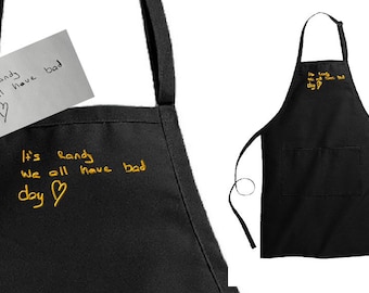Personalized Handwriting Embroidery Apron, Custom Kids Artwork Gift, Love Note Embroidery, Unique Gift For Mom, Dad, Grandma & Grandpa
