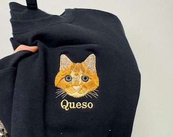 Sudadera bordada con retrato de mascota personalizado: regalo para amantes de los perros y los gatos