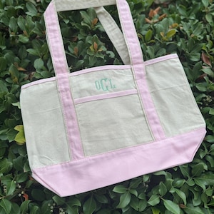 Personalized Monogram Canvas Tote Bag: Embroidered Boat Tote