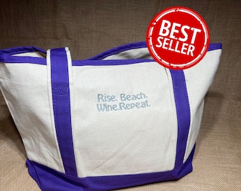 Embroidered Personalized Canvas Tote Bag: Custom Travel Bag