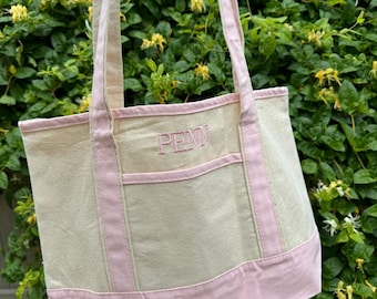 Monogrammed Canvas Tote Bag: Personalized Embroidered Beach Bag