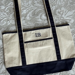 Custom Embroidered Canvas Tote Bag: Personalized Monogram Embroidery Tote