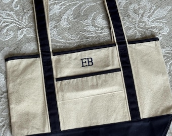 Custom Embroidered Canvas Tote Bag: Personalized Monogram Embroidery Tote
